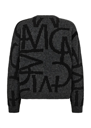 Ibra jaquard pullover Black W. Grey Pinstripe Copenhagen Muse